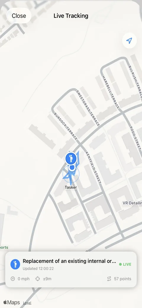 Live GPS tracking